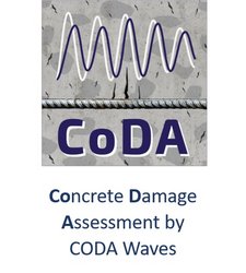 Logo der DFG Forschungsgruppe CoDA. Phasenverschobene Schwingung in einem Stahlbetonbauteil.